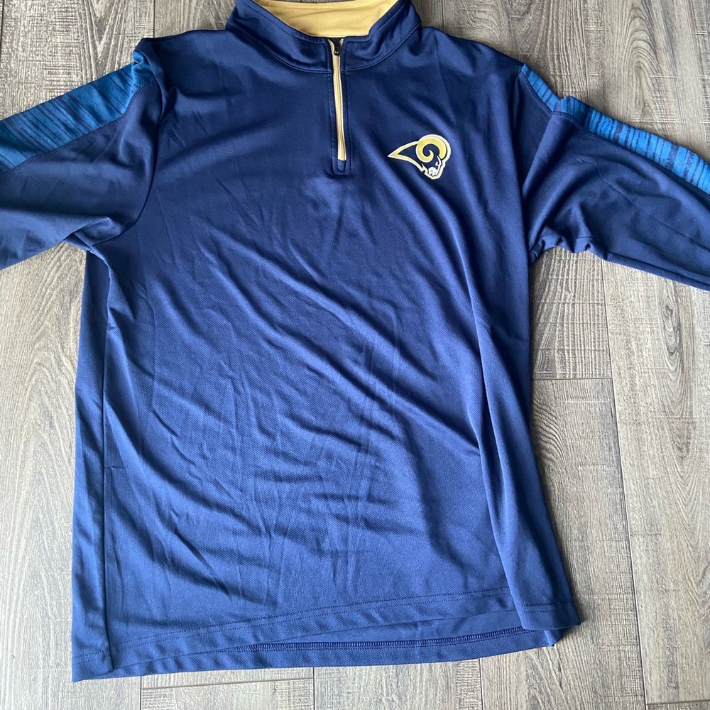 Blue Vintage Rams Quarter-Zip Pullover with Logo